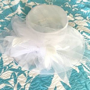 Ladies Kentucky Derby Hat Wide Brim White